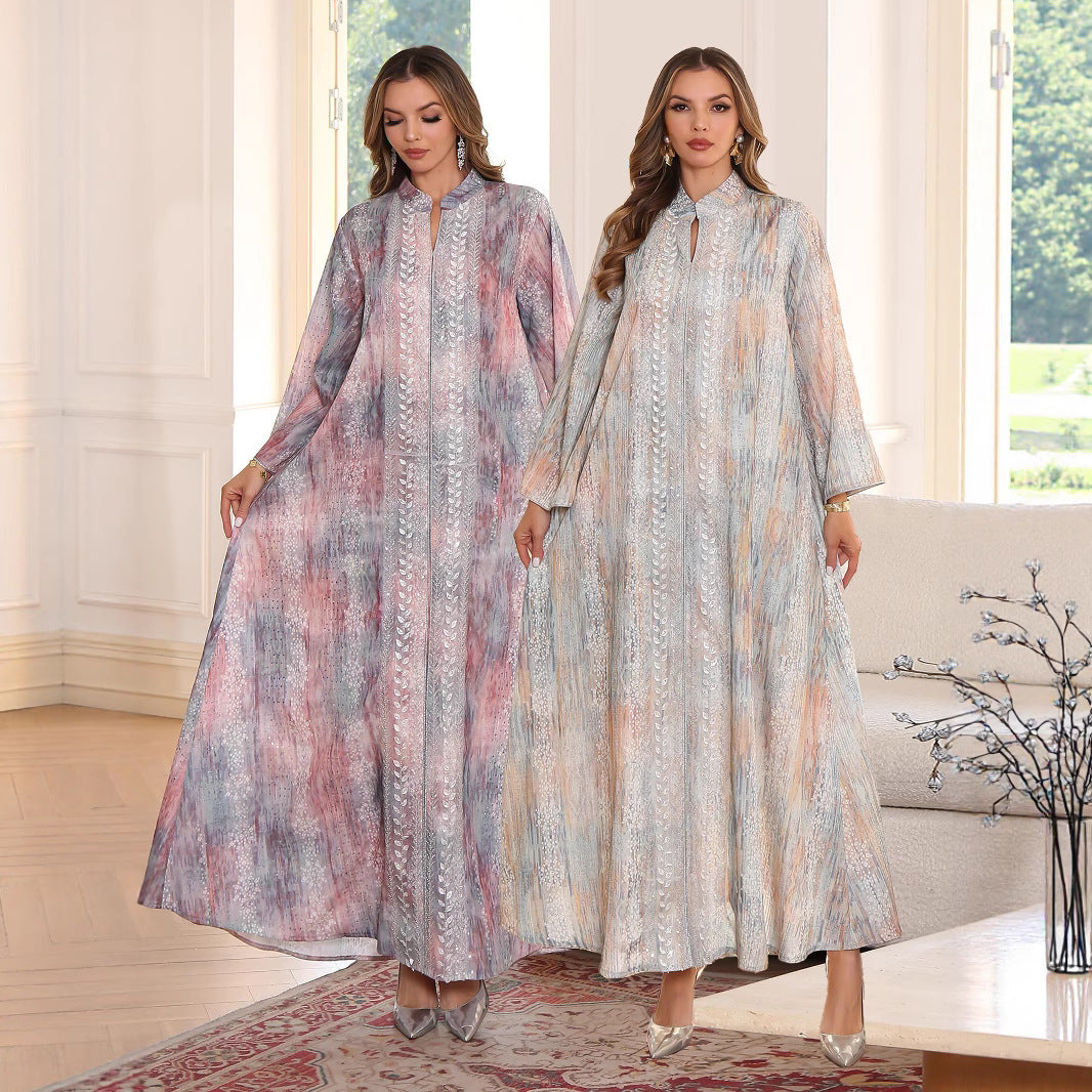 Printed Ethnic Robe Maxi Dress