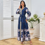 Lace-Up Long-Sleeve Maxi Dress