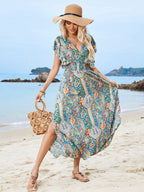 Printed V-Neck Maxi Dress