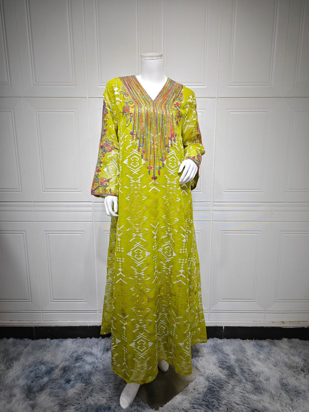 Embroidered Applique Patchwork Maxi Dress