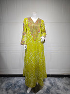 Embroidered Applique Patchwork Maxi Dress