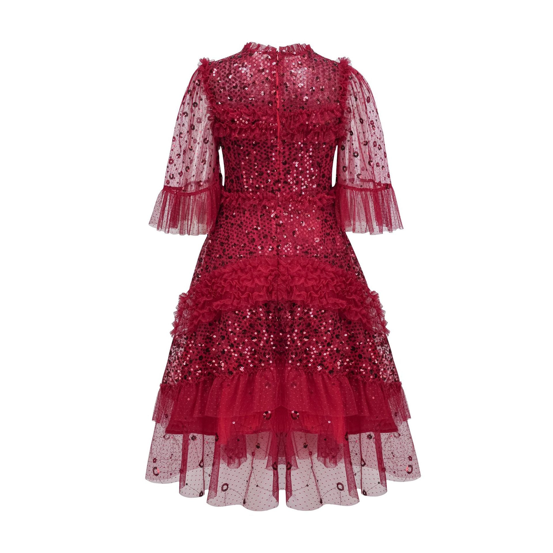 Pleated Shimmer A-Line Mini Dress for Women Secondary image