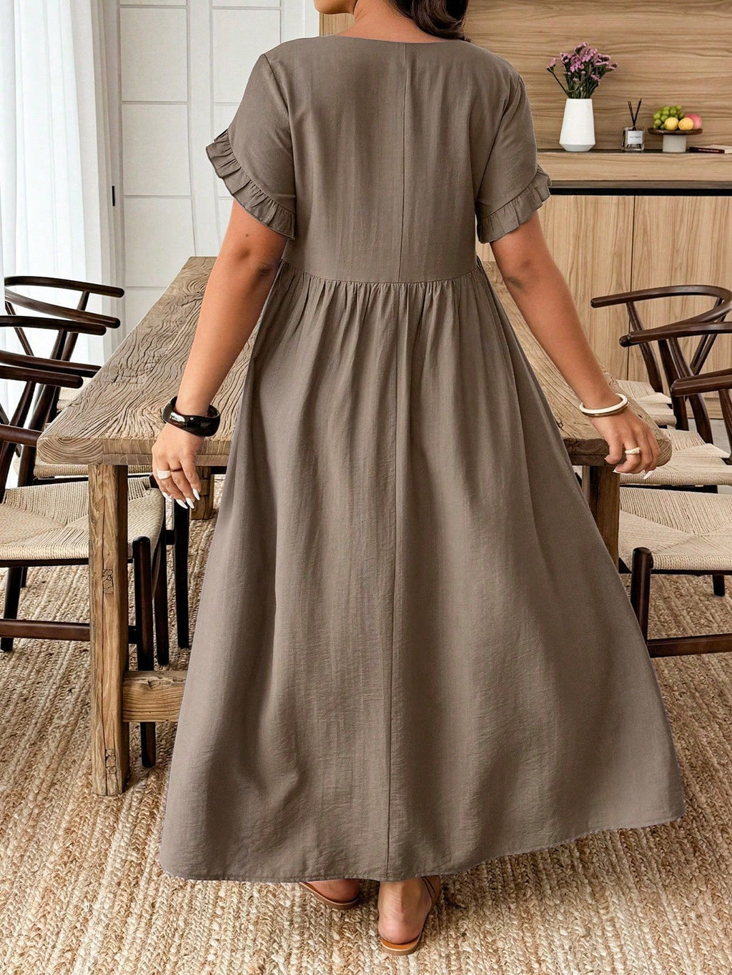 Plus-Size Brown Maxi Dress