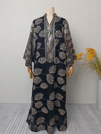 Long-Sleeve Embroidered Floral Maxi Dress