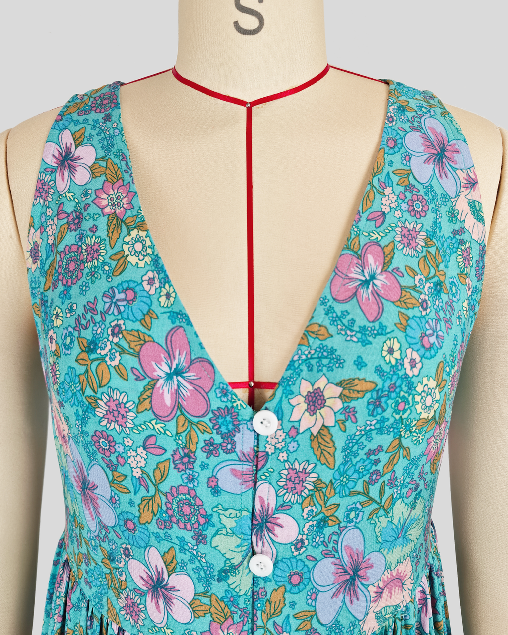 Printed V-Neck Midi Dress