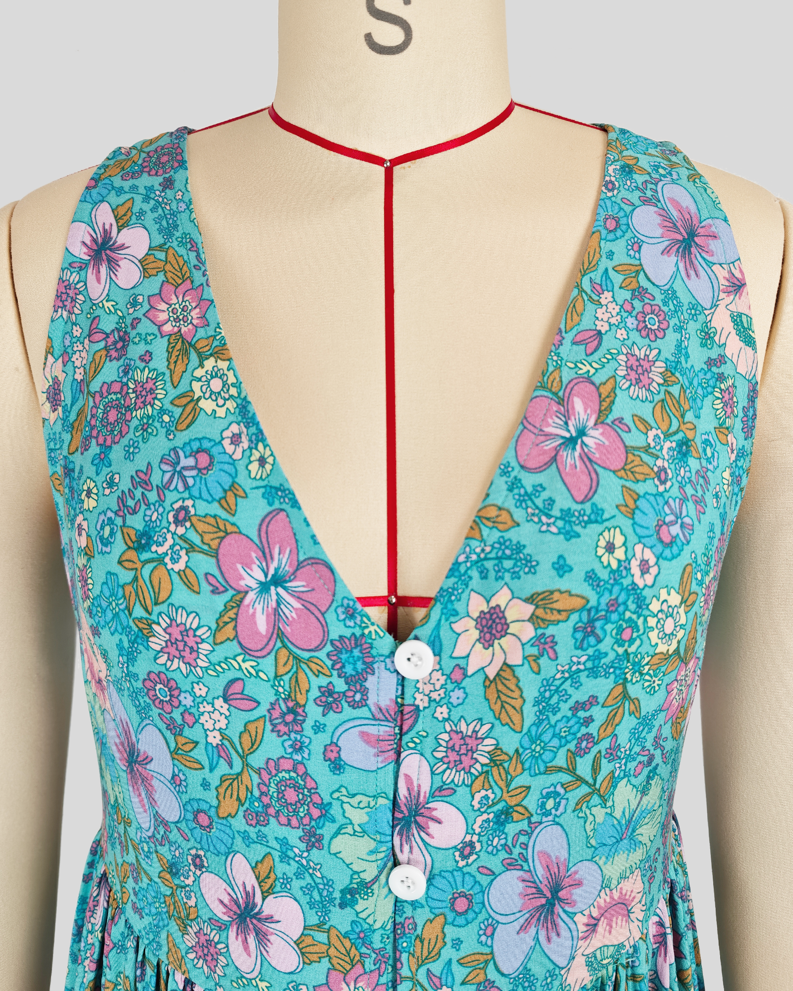 Printed V-Neck Midi Dress