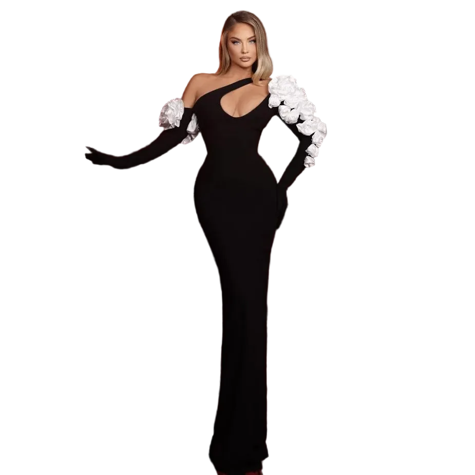 Off-Shoulder Floral Bodycon Maxi Dress for women with off shoulder and long sleeves