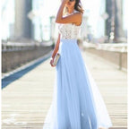 Lace Patchwork Sleeveless Maxi Dress for Women, Round Neck