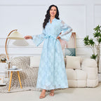 V-neck long sleeved lace up dress