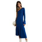 Blue One-Shoulder Fishtail Dress for women with a one shoulder design
