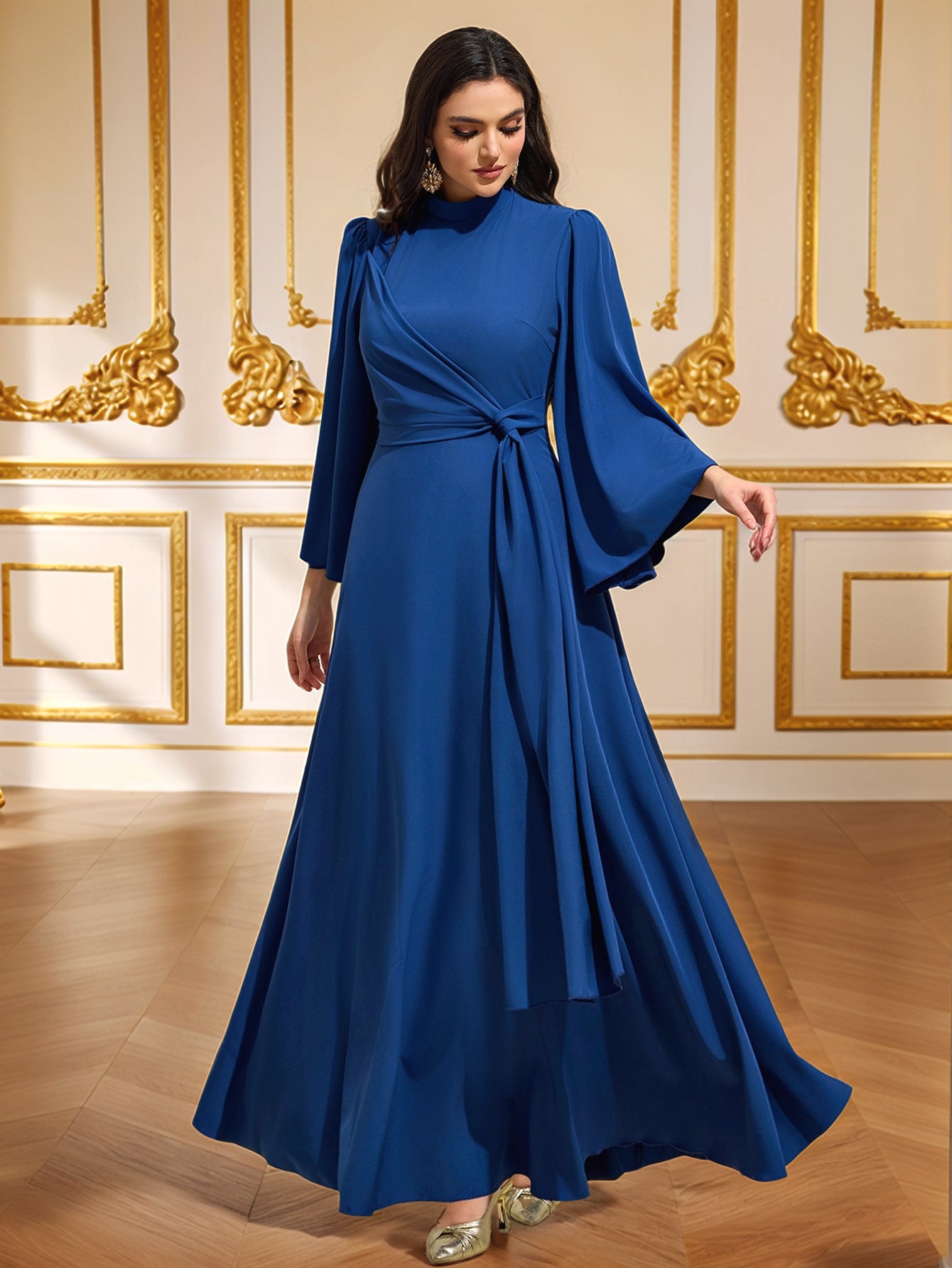 Cyan Blue Stretch Maxi Dress