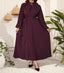 Elegant Long-Sleeve Fitted Pleated-Sleeve Maxi Dress for Women