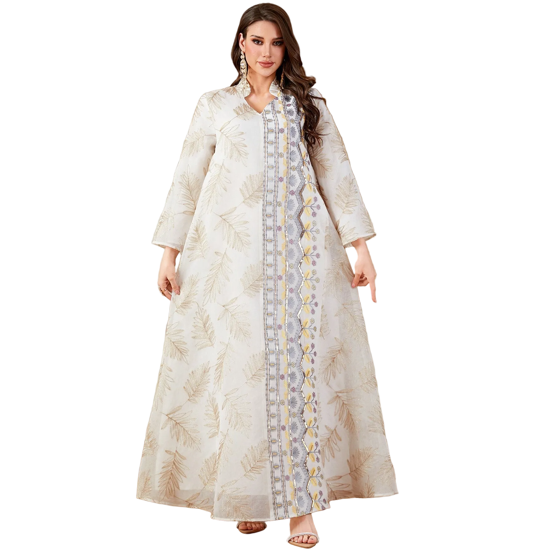 White Embroidered Robe Maxi Dress