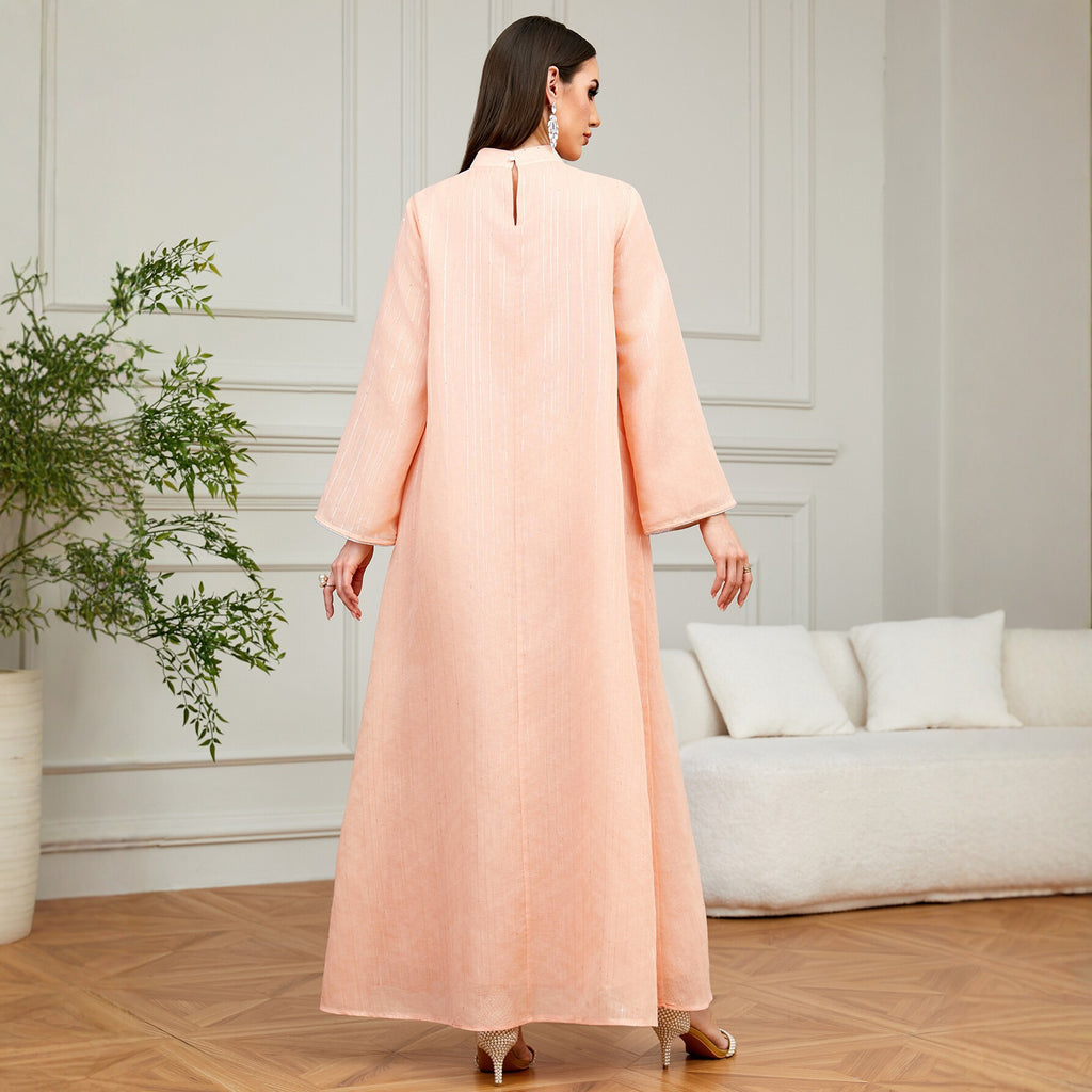 Floral High-Neck Long-Sleeve Maxi Dress