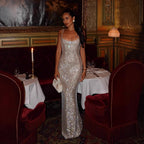 Rhinestone Strap Backless Bodycon Evening Gown for Women