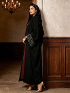 Black Embroidered Robe Dress
