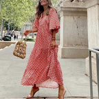 Bohemian Print Long Sleeve Flowy Maxi Dress for Women