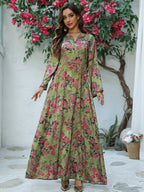 Printed Rhinestone Maxi Dress
