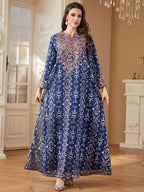 Royal Blue Embroidered Maxi Dress