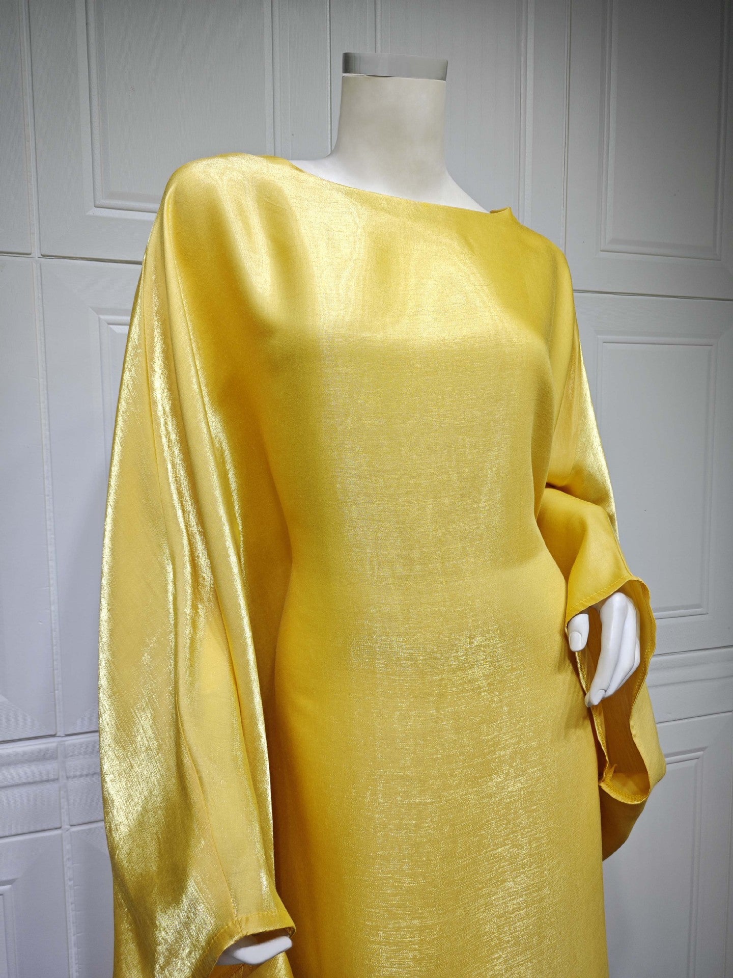 Shiny Satin Belted Maxi Dress