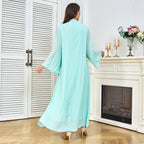 V-neck long sleeved loose skirt