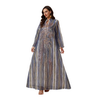 Mesh Sequin Embroidered Maxi Dress for women with long sleeves
