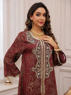Lace-Up Kaftan Maxi Dress