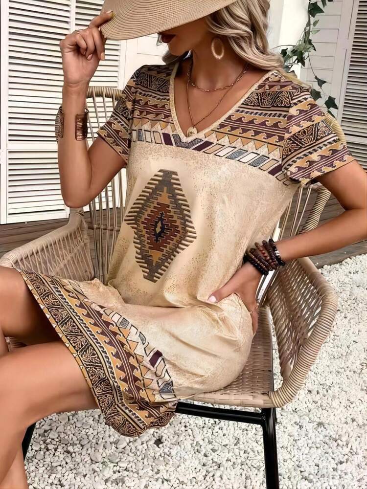 Geometric Print Mini Dress
