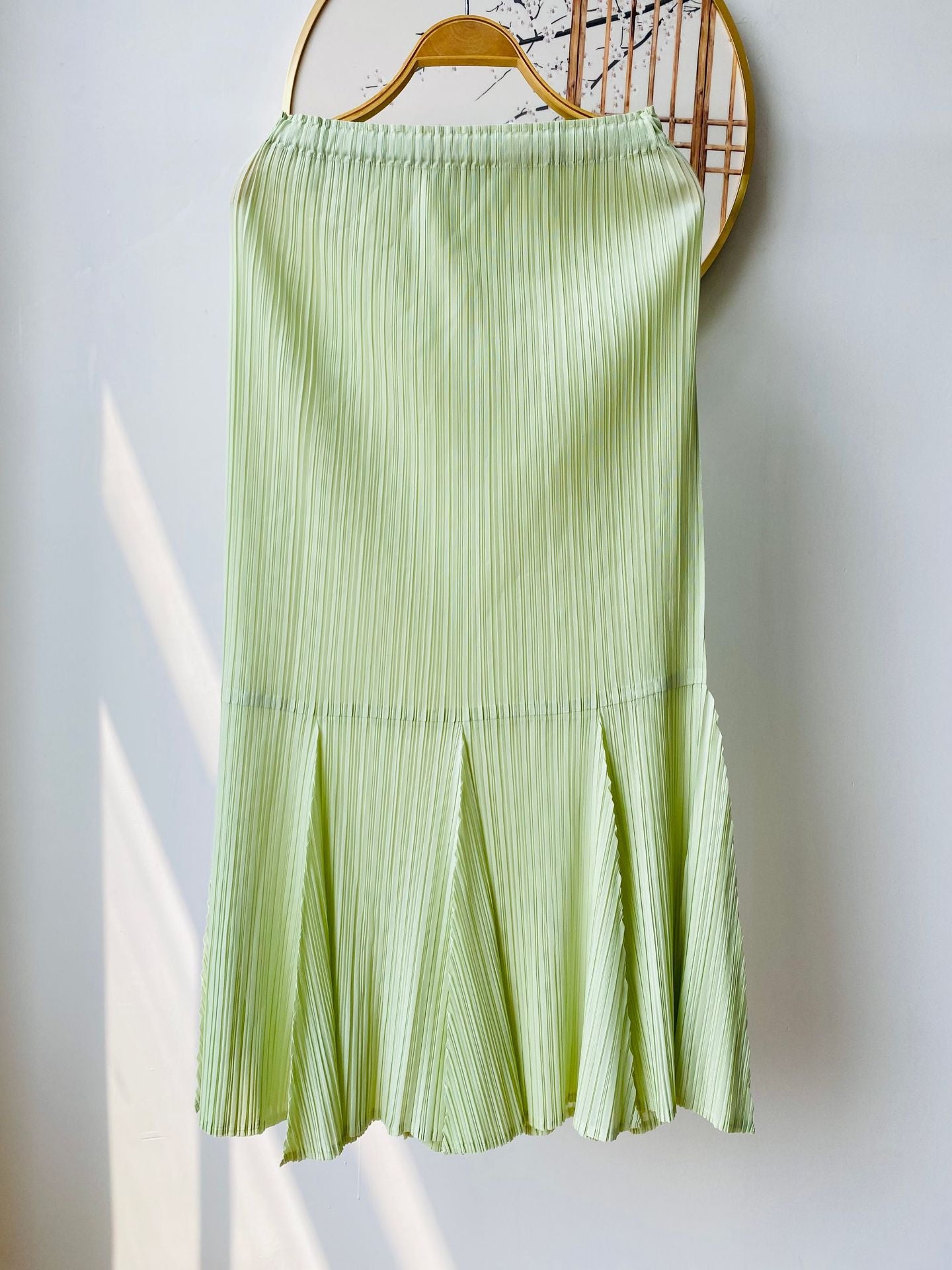 Pleated Fishtail A-Line Maxi Skirt for Women, One Size