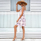 Printed Square-Neck Midi Dress, A-Line