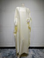 Shiny Satin Belted Maxi Dress