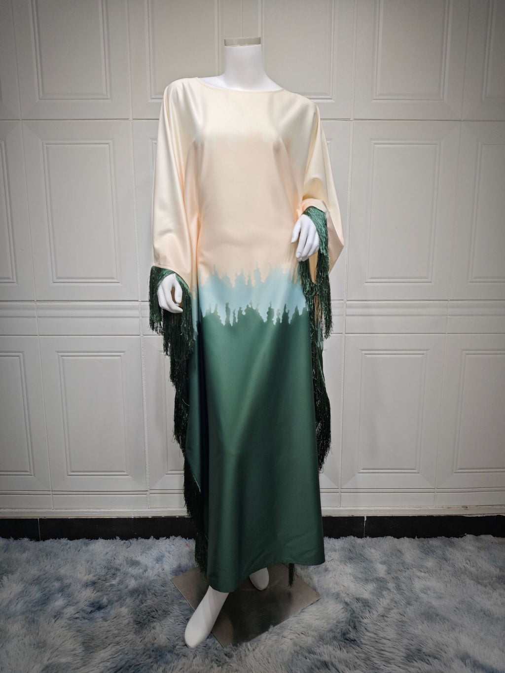 Fringe Print Graduated Maxi Dress