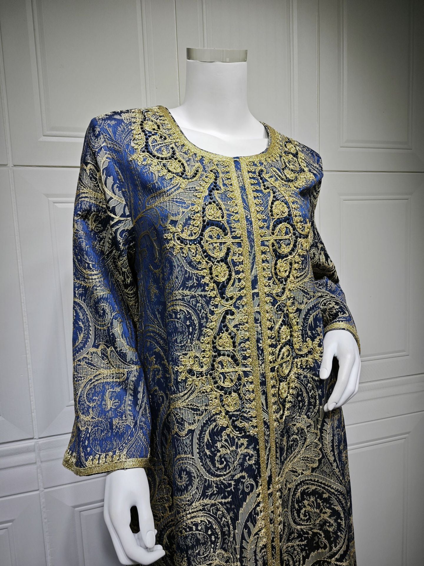 Lace-Up Kaftan Maxi Dress