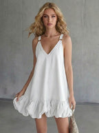 Ruffle Bubble Strap A-Line Mini Dress