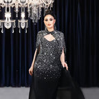 Rhinestone Cape Bodycon Maxi Dress
