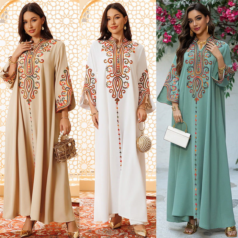 Embroidered Rope Pullover Maxi Dress
