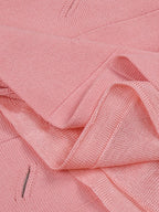 Cotton Jacquard V-Neck Bandage Dress, Pink and Navy