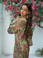 Printed Rhinestone Maxi Dress