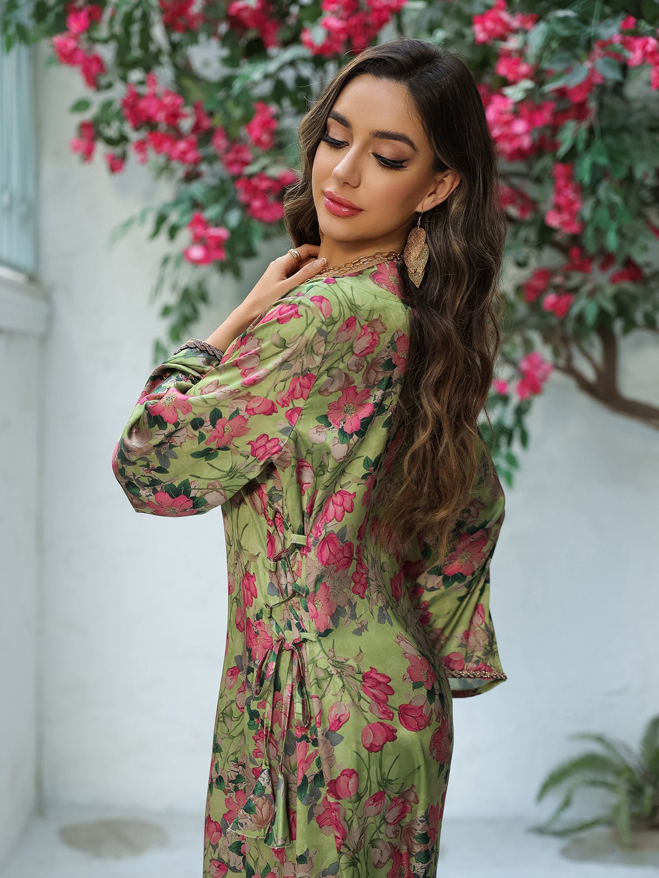 Printed Rhinestone Maxi Dress