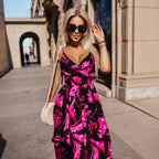 Printed V-Neck Maxi Dress, Sleeveless