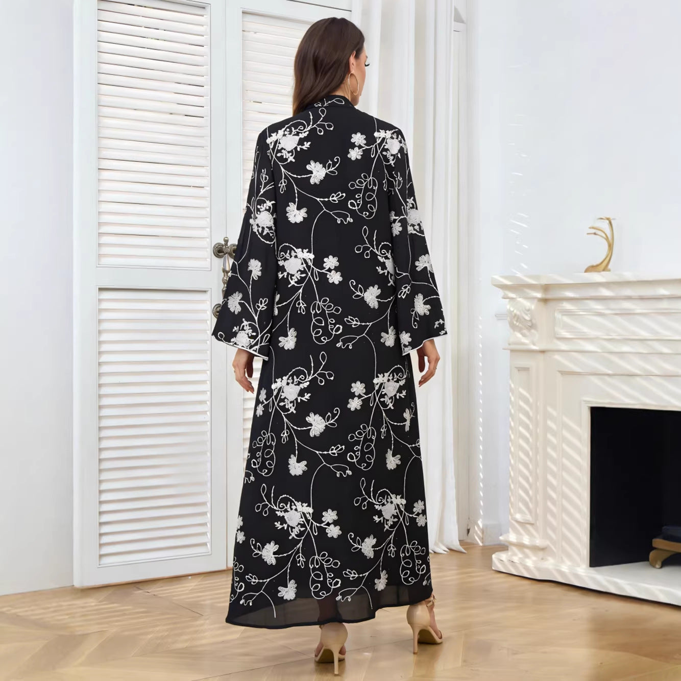 Embroidered V-Neck Maxi Dress Secondary image