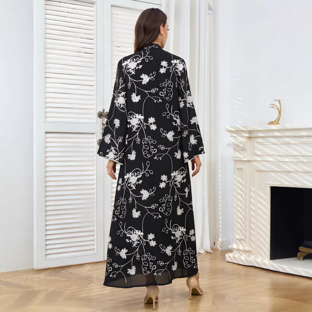 Embroidered V-Neck Maxi Dress