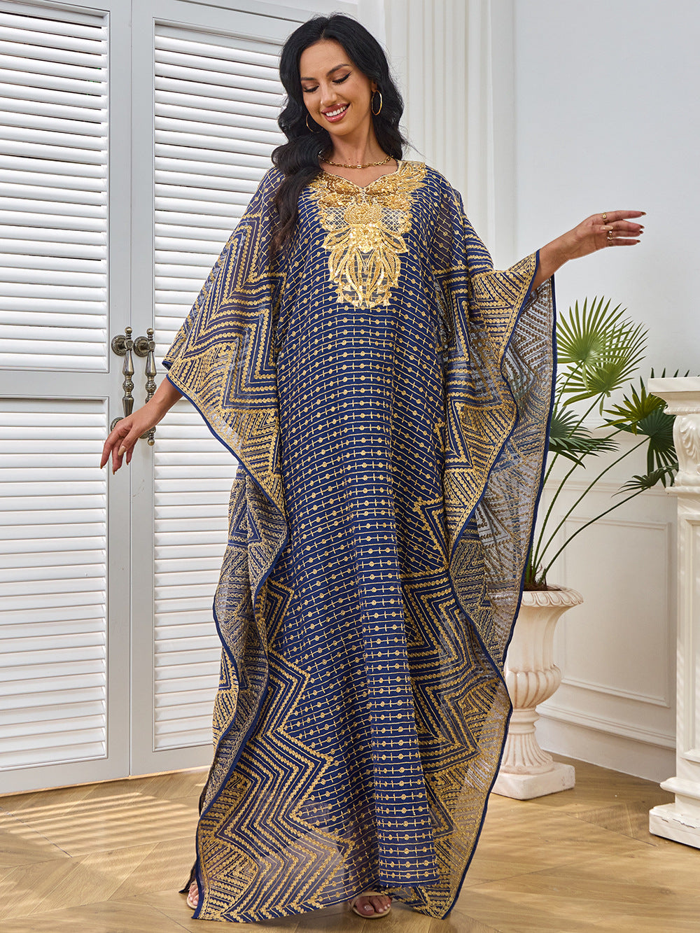 Embroidered Beaded Two-Piece Maxi Dress
