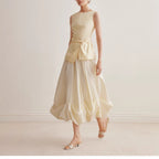 Bubble-Hem Pleated Mini Skirt for Women, A-Line
