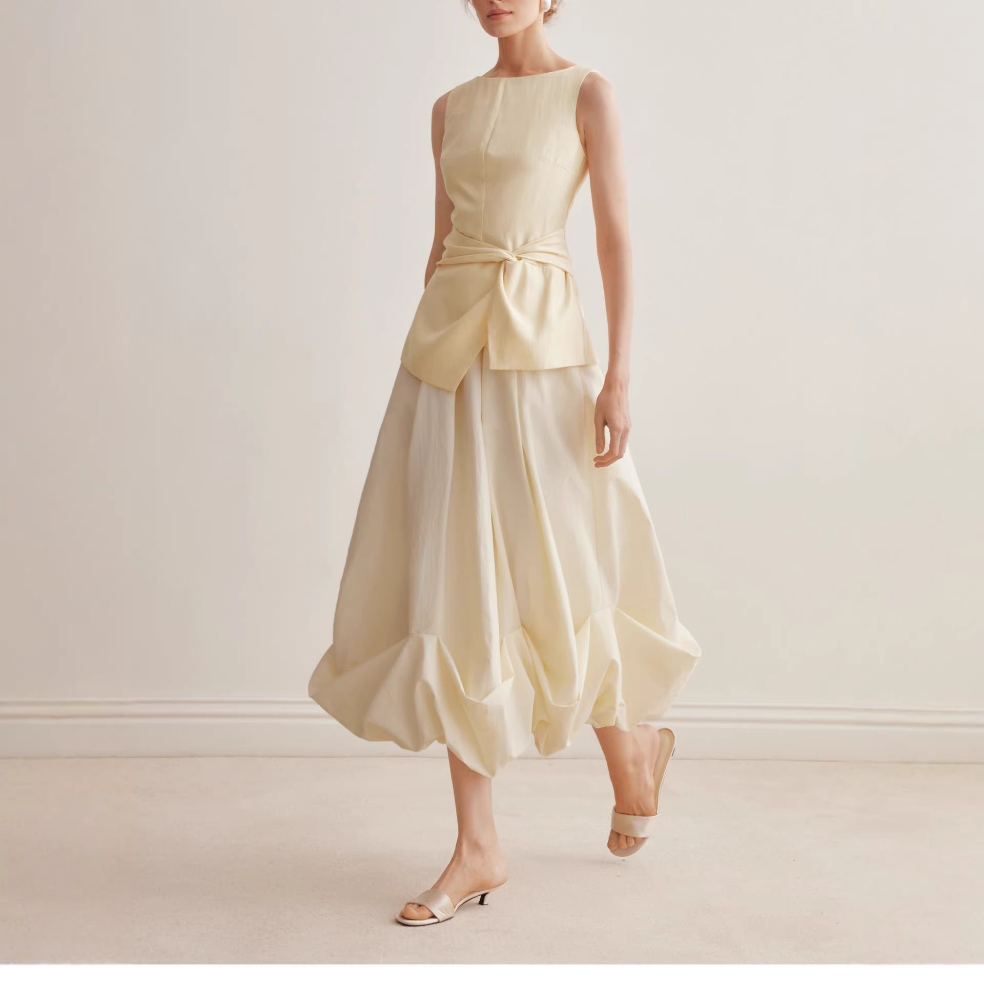 Bubble-Hem Pleated Mini Skirt for Women, A-Line