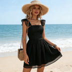 Backless Black Cut-Out Midi Dress