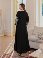 Embroidered Floral Robe Maxi Dress