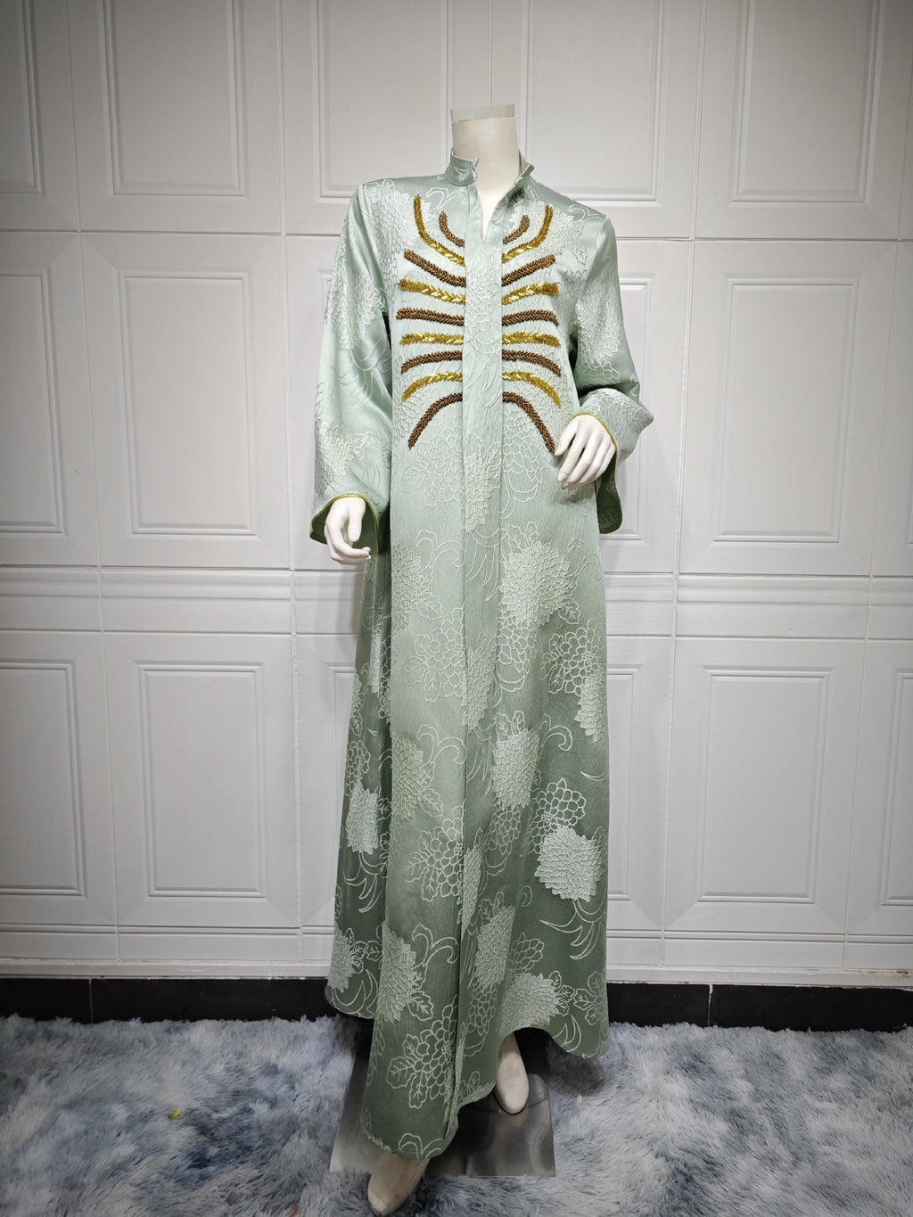 Embroidered V-Neck Maxi Dress