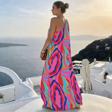 Rose Pink Off-Shoulder Maxi Dress