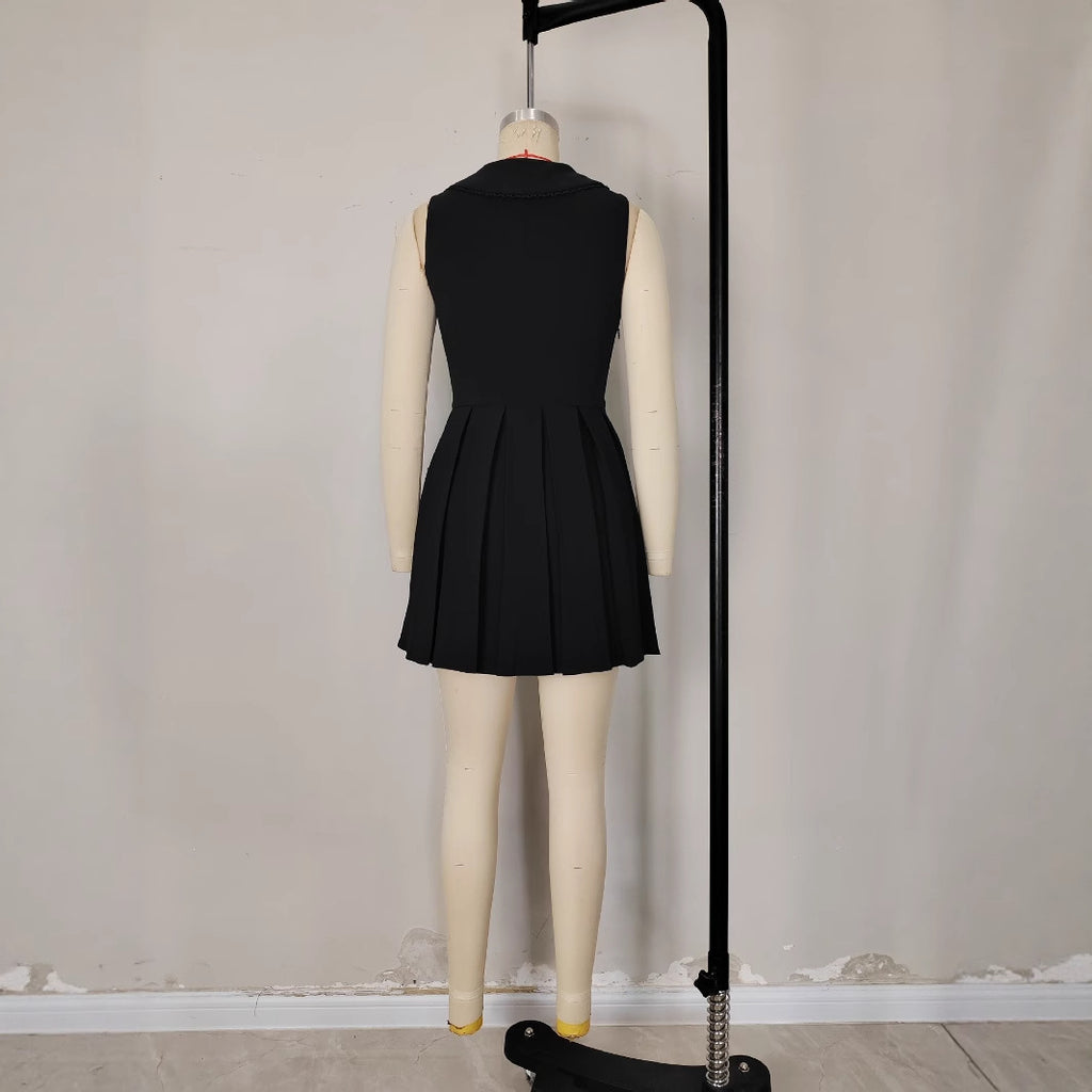 Black Slim-Fit V-Neck Mini Dress